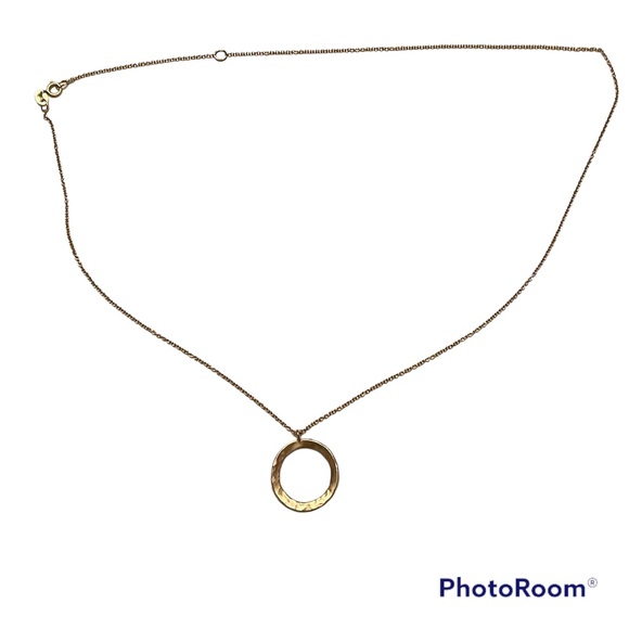 14k Gold Open Circle New Moon Necklace - Picture 4 of 5
